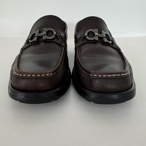 Ferragamo David Gancini Bit Leather Loafers Lug Sole Slip-On Shoes Mens 12D main image 8